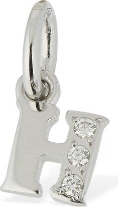 18KT White gold H charm w/ diamonds