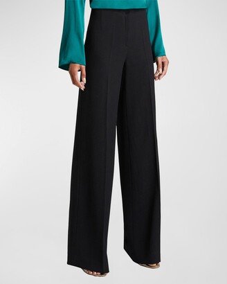 Ayla High-Rise Wide-Leg Wool Crepe Pants