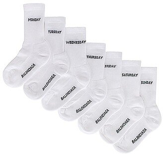 7 Days of The Week Socks Set in White