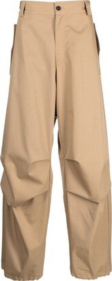Pleat-Detail Wide-Leg Trousers-AA
