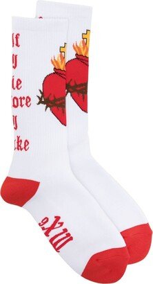 SAINT MXXXXXX Heart-Motif Cotton-Blend Socks