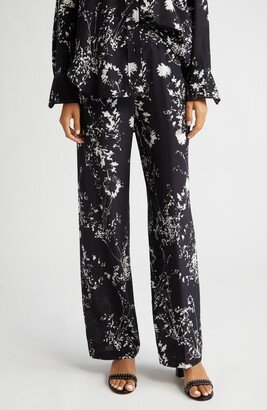 Floral Print Silk Pajama Pants