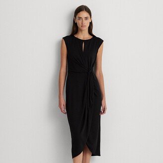 Lauren Petite Ralph Lauren Stretch Jersey Tie-Front Dress