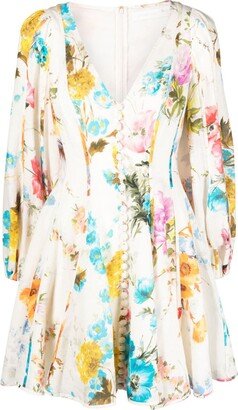 Halcyon floral-print linen minidress