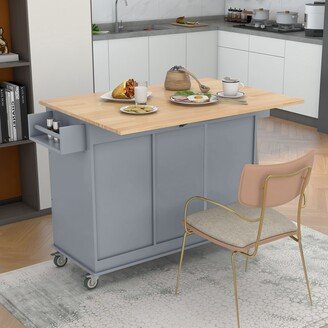 Rolling Mobile Kitchen Island with Solid Wood Top and Locking Wheels