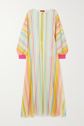 Striped Cutout Stretch-organza Coverup - Yellow