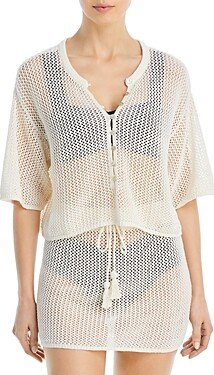 Coast Is Clear Cotton Crochet Swim Cover-Up Top