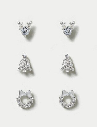 3 Pack Christmas Tree Earrings