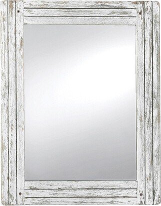 Foreside Home and Garden Foreside Home & Garden White Rectangle Distressed Wood Frame Mirror - White Washed - 0.98x18.9x24.02