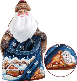 G.DeBrekht Woodcarved Hand Painted Starlight Puppy Santa Figurine