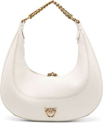 White 'hobo' Hand Bag With Aged-gold Details In Leather Woman-AA