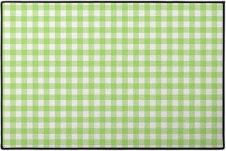 Door Mats: Gingham Checks Door Mat, Green