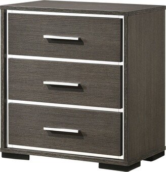 RASOO Grey Oak Bedside Table with USB Port - 3 Drawers - Modern Style - Suitable for Bedrooms