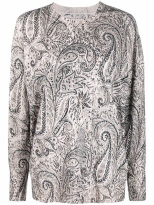 Paisley-Print Fine Knit Jumper