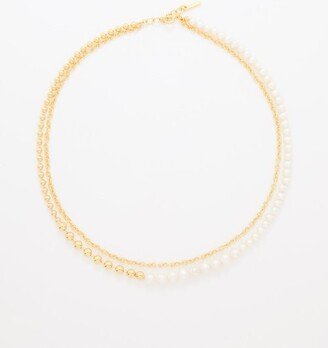 Double Chain Pearl & 18kt Gold-plated Necklace