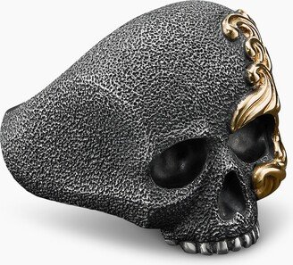 Waves Skull Ring in Sterling Silver with 18K Yellow Gold Men's Size 11