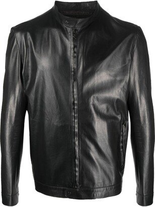 Zip-Up Leather Jacket-AL