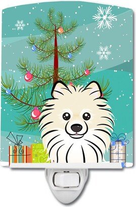 Christmas Tree and Pomeranian Ceramic Night Light
