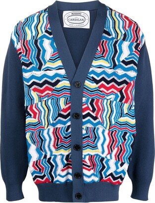 Graphic Print Knitted Cardigan