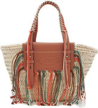 Logo Debossed Fringed Top Handle Bag