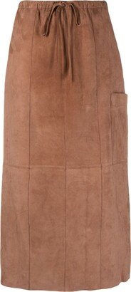 Straight Suede Midi Skirt