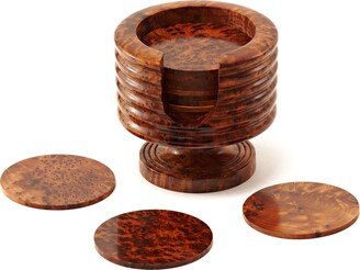 Decorative Thuya Wood Burl Veneer Coasters For Coffee Table & Home Decor - Yemma Goods