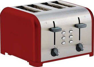 4-Slice Toaster, Dual Controls, Wide Slot - Red Stainless Steel