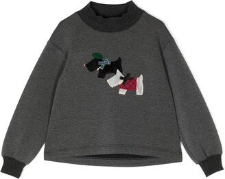 Dog-Embroidered Sweatshirt