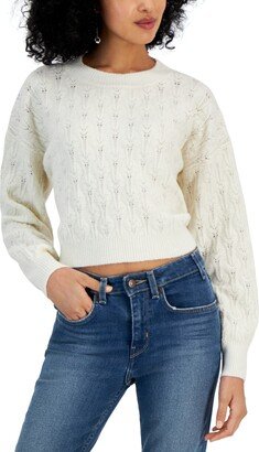 Juniors' Pointelle-Knit Tie-Back Sweater