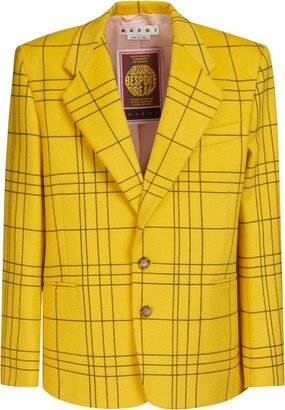 Plaid-Print Single-Breasted Blazer-AA