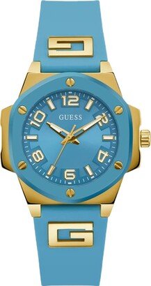 Ladies 38mm Watch - Turquoise Strap Turquoise Dial Two-Tone Case