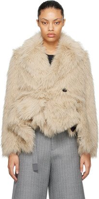 Beige Layered Faux-Fur Jacket