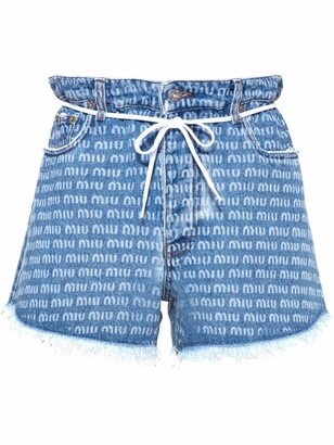 Denim Logo-Print Shorts