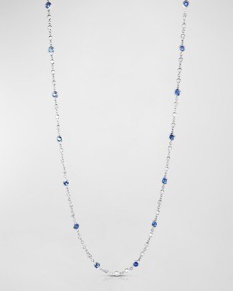 18k White Gold Sapphire and Diamond Long Necklace, 42L