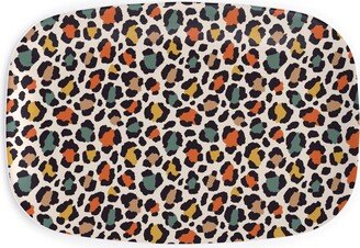 Serving Platters: Colored Leopard Print - Mulit Serving Platter, Multicolor