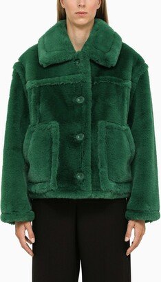 Short green faux fur jacket