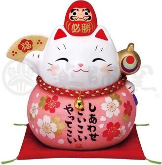 From Japan Lucky Cat Ornament Neko Daruma Piggy Bank 7686