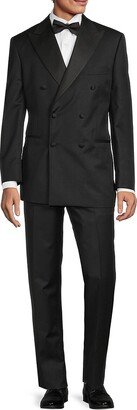 Saks Fifth Avenue Made in Italy Saks Fifth Avenue Men's Modern Fit Double Breasted Peak Lapel Wool Tuxedo