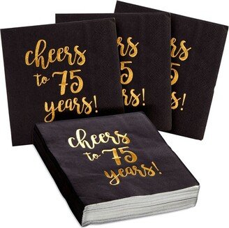 Sparkle and Bash 50 Pack 75 Birthday Party Cocktail Napkins, Cheers to 75 Years (5 x 5 In)