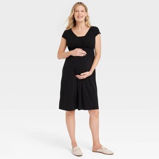 Isabel Maternity by Ingrid & Isabel Short Sleeve Cross Front Nursing aternity Dress - Isabel aternity by Ingrid & Isabel™ Black