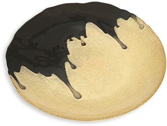 Set of 4 Salad Plates Gold with Black Dipped Design - 8.25D