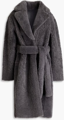 Belted shearling coat