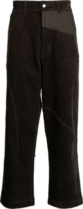 Patchwork Corduroy Straight-Leg Trousers