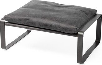 18 Black Faux Leather Ottoman