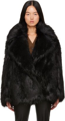 The Frankie Shop Black Fallon Faux-Fur Coat