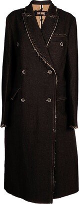 Frayed-Hem Double Breasted Coat