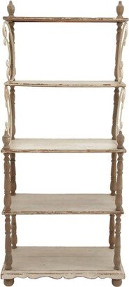 75 x 32 Farmhouse Wood Shelving Unit Off White - Olivia & May