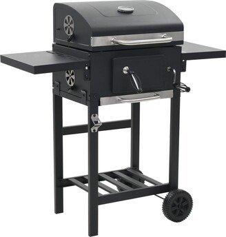 Charcoal-Fueled Bbq Grill with Bottom Shelf Black