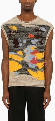 intarsia knit waistcoat