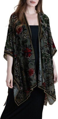 Floral Velvet Burnout Ruana